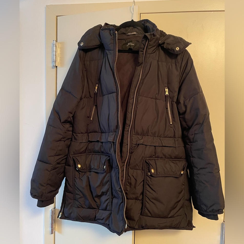J. Crew Black Puffer Coat